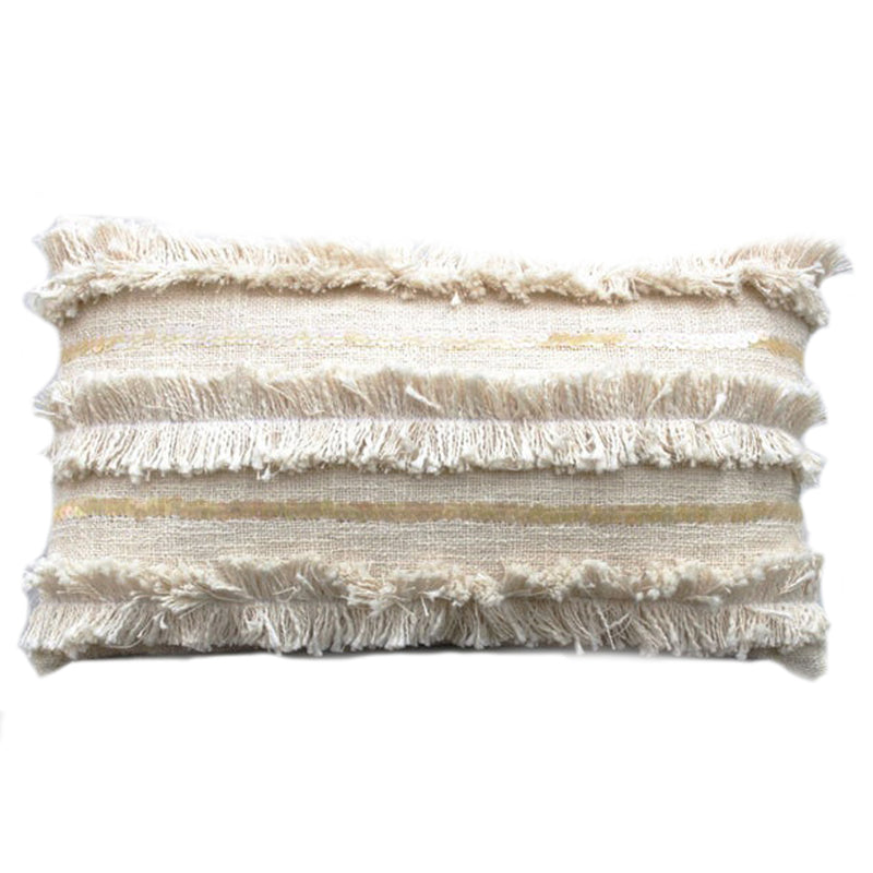 Ivory Sequins Lumbar Cushion Cover