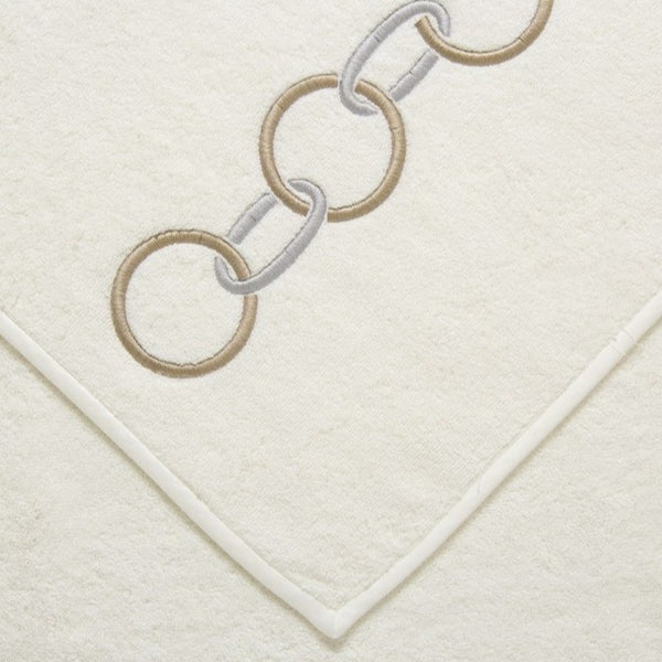 Savage Beige / Grey Links Embroidery Cotton Guest Towel