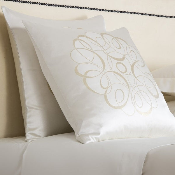 Milk / Gold Luxury Sparkling Swirl Cushion Cover
