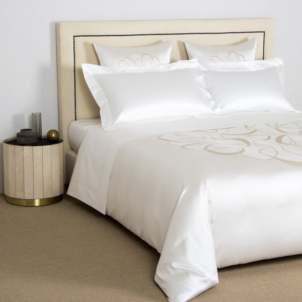 Milk / Gold Luxury Sparkling Swirl Duvet Cover Set