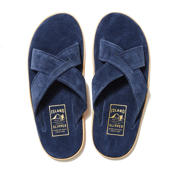 Navy Suede Criss Cross Slide