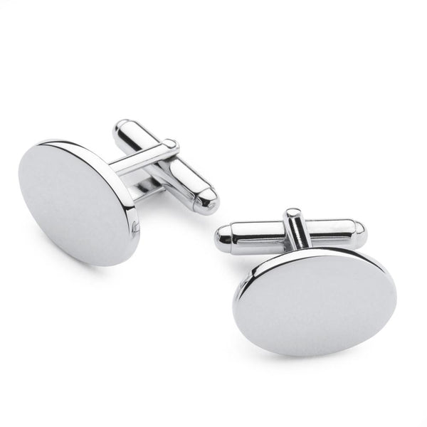 CHROME PLATED OVAL T-BAR CUFFLINKS