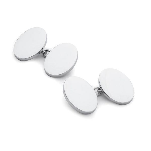 CHROME PLATED OVAL CHAIN CUFFLINKS