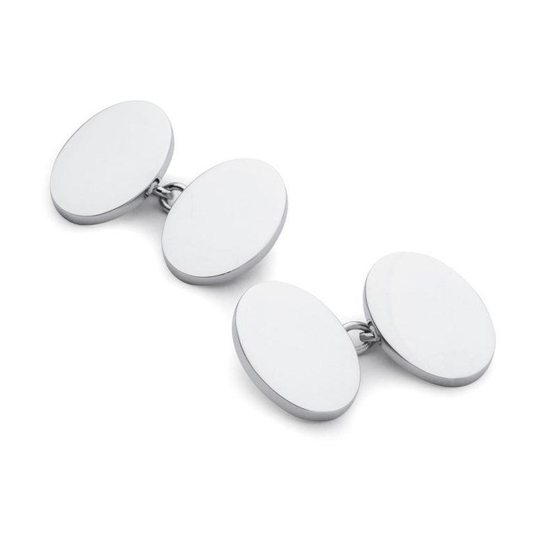CHROME PLATED OVAL CHAIN CUFFLINKS
