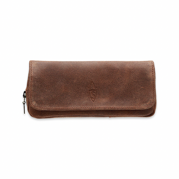 Cognac Suede Combo Pouch