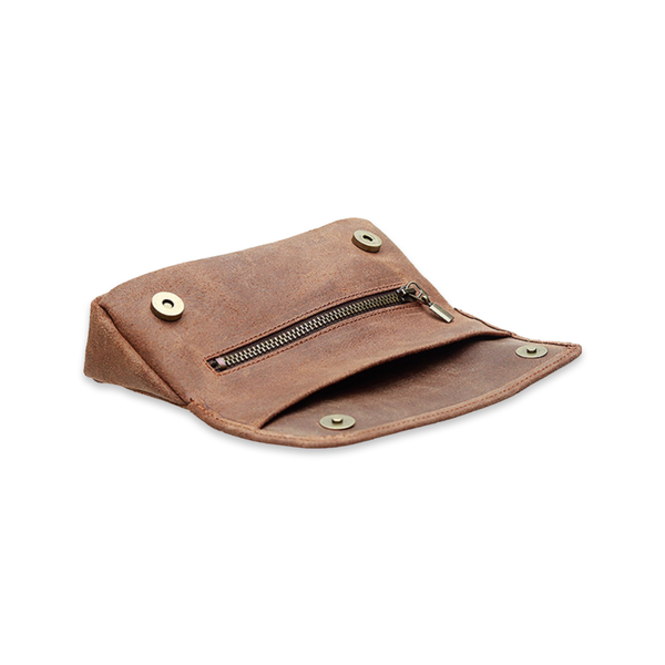 Cognac Suede Combo Pouch