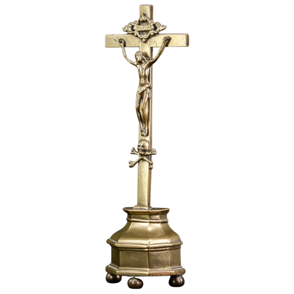 Antique Brass Altar Crucifix