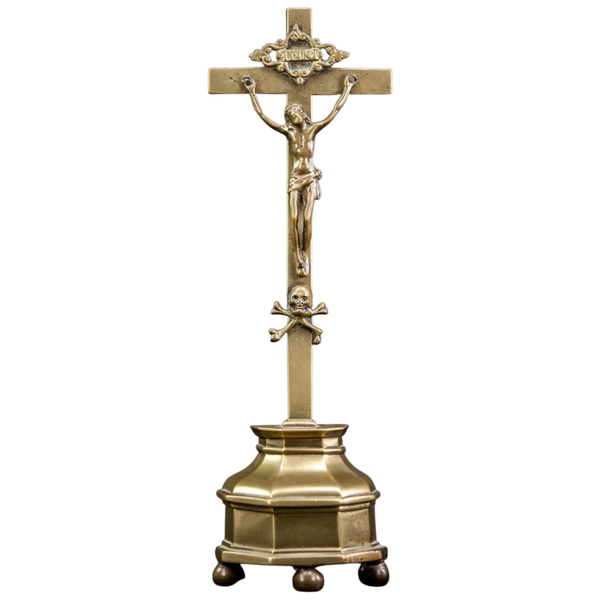 Antique Brass Altar Crucifix