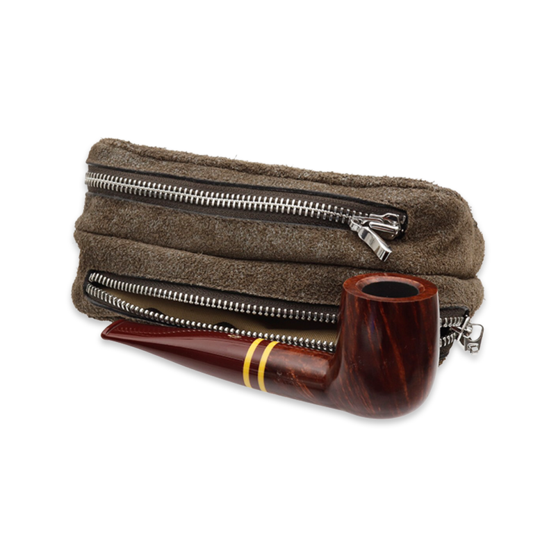Brown 2 Pipe and Tobacco Suede Pouch