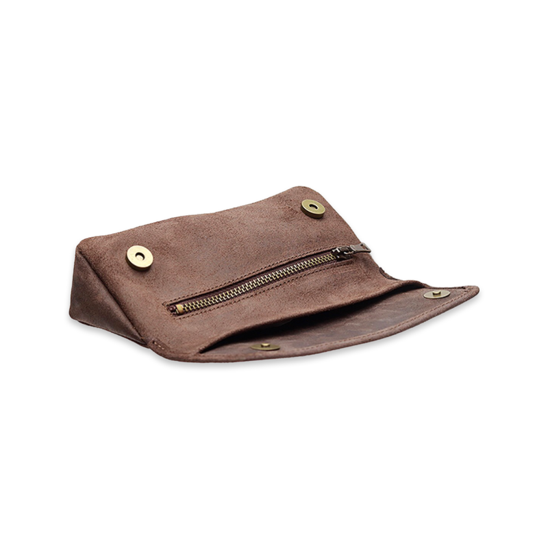 Brown Suede Combo Pouch