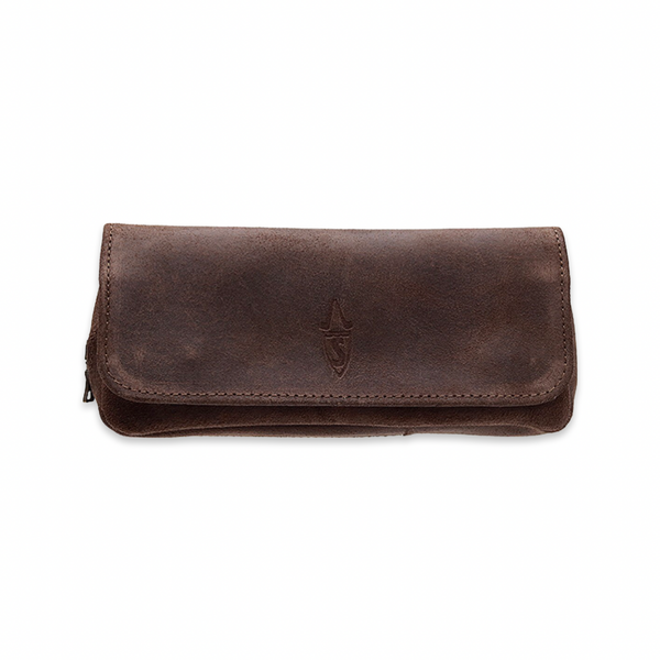 Brown Suede Combo Pouch