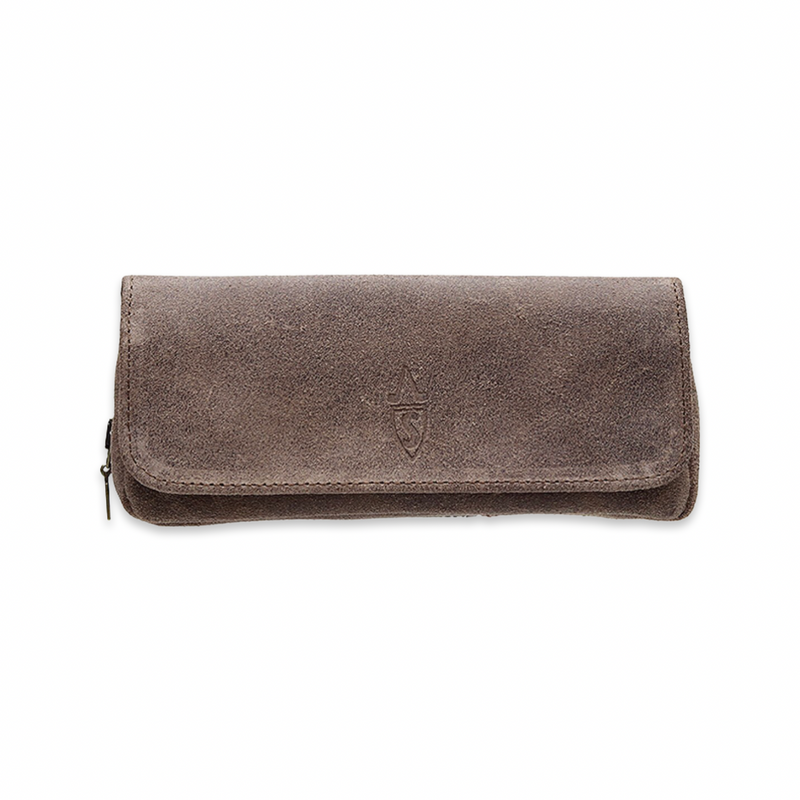 Grey Suede Combo Pouch