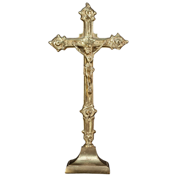 Vintage Bronze Altar Crucifix