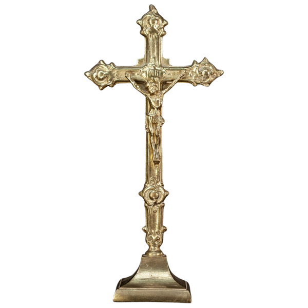 Vintage Bronze Altar Crucifix