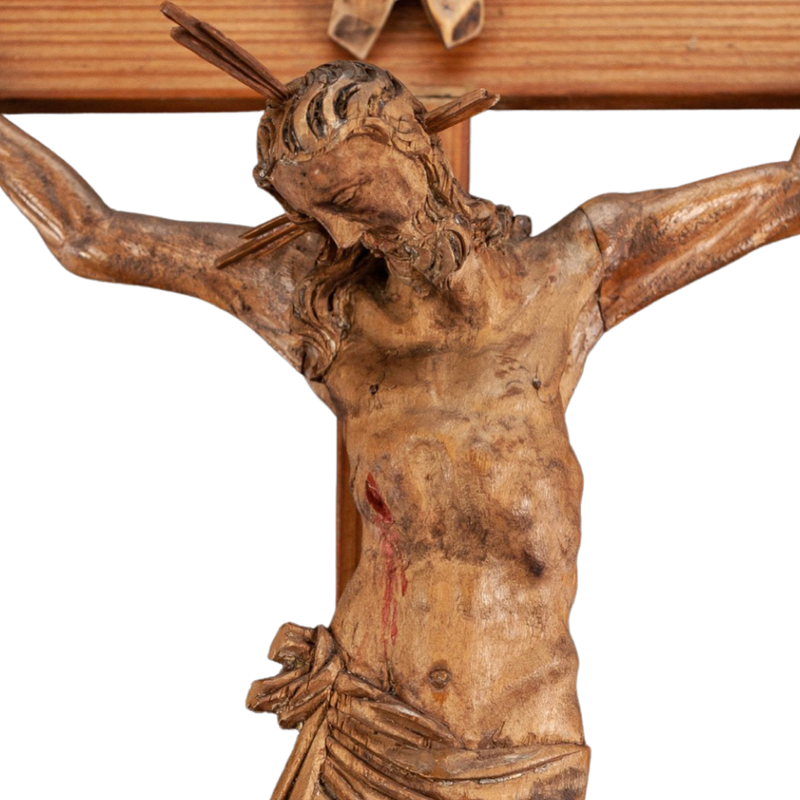 Antique 17th Century Baroque Standing Wooden Cross