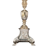 Antique Standing Church Silver Plated and Gilded Bronze Cross