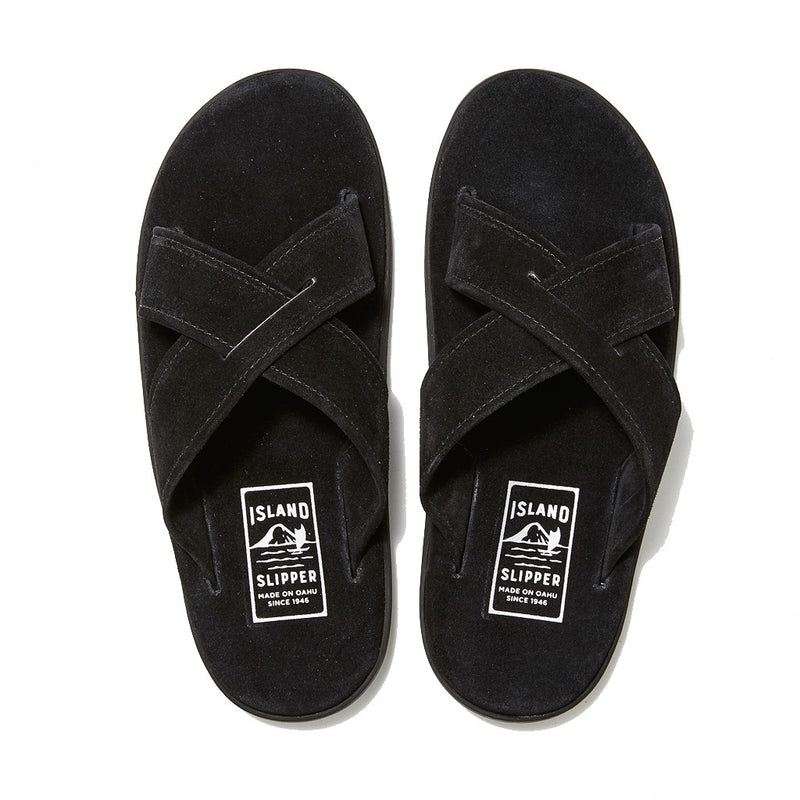 Black Suede Criss Cross Slide