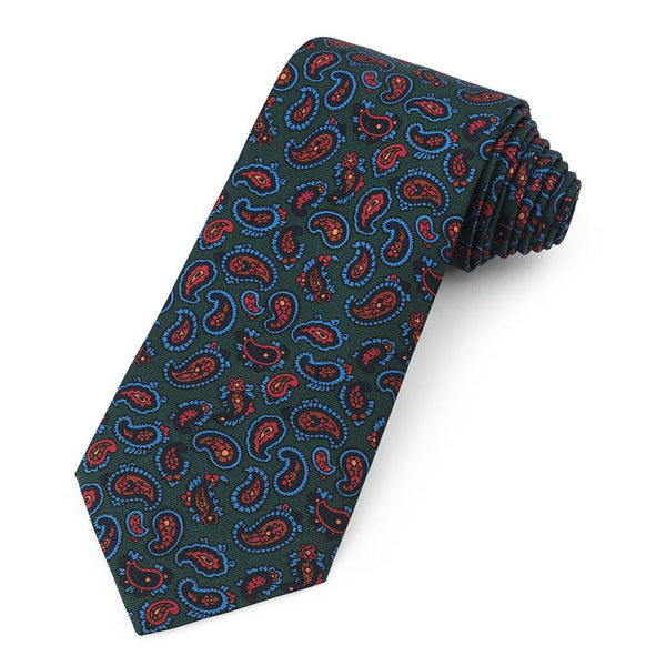 PAISLEY ANCIENT MADDER SILK TIE IN GREEN