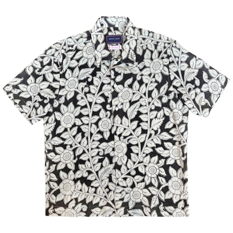 Block Print Short Sleeve Shirt - Black / Natural