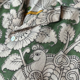 "BIRDS" Series Hand Painted Short Sleeve Shirt - Green