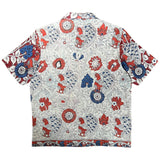 "BIRDS" Series Hand Painted Short Sleeve Shirt - red