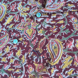 Block Print Short Sleeve Shirt - Maroon