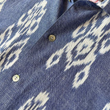 Hand Loomed Ikat Short Sleeve Shirt - Blue / White