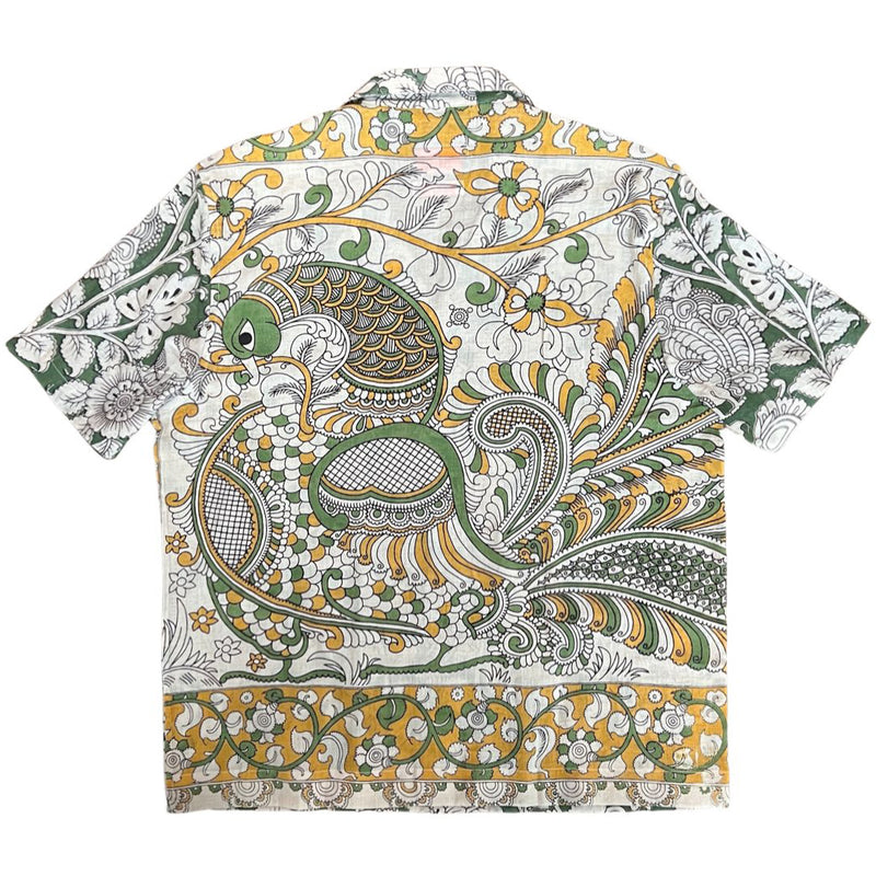 "BIRDS" Series Hand Painted Short Sleeve Shirt - Green