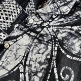 African Batik Print Short Sleeve Shirt - Black / White