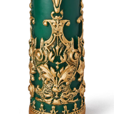 EMERALD GREEN with GOLD dust pillar candle
