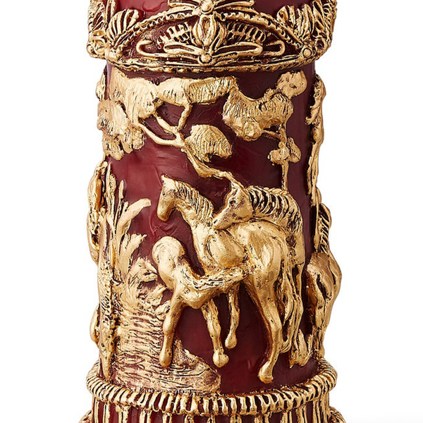 RED and GOLD HORSES frieze candle
