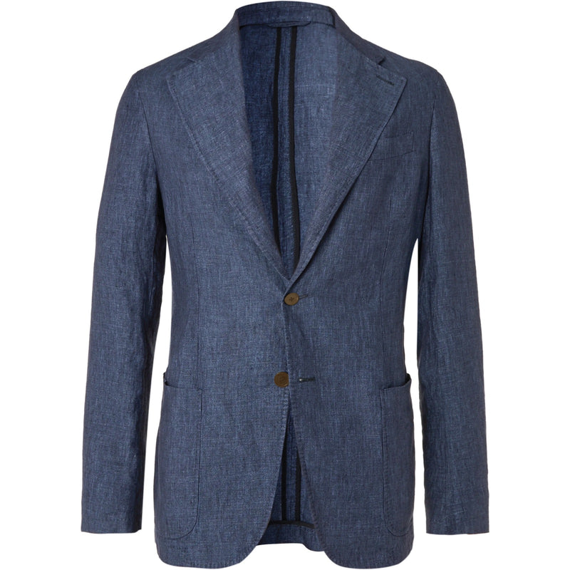 Indigo Linen Unstructured Jacket (Made to Order)