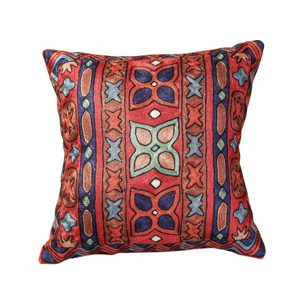 Chain Stitch Crewel Hand Embroidered Cushion Cover