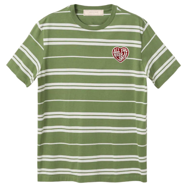"ALL YOU NEED IS LOVE" STRIPED COTTON T SHIRT - GREEN