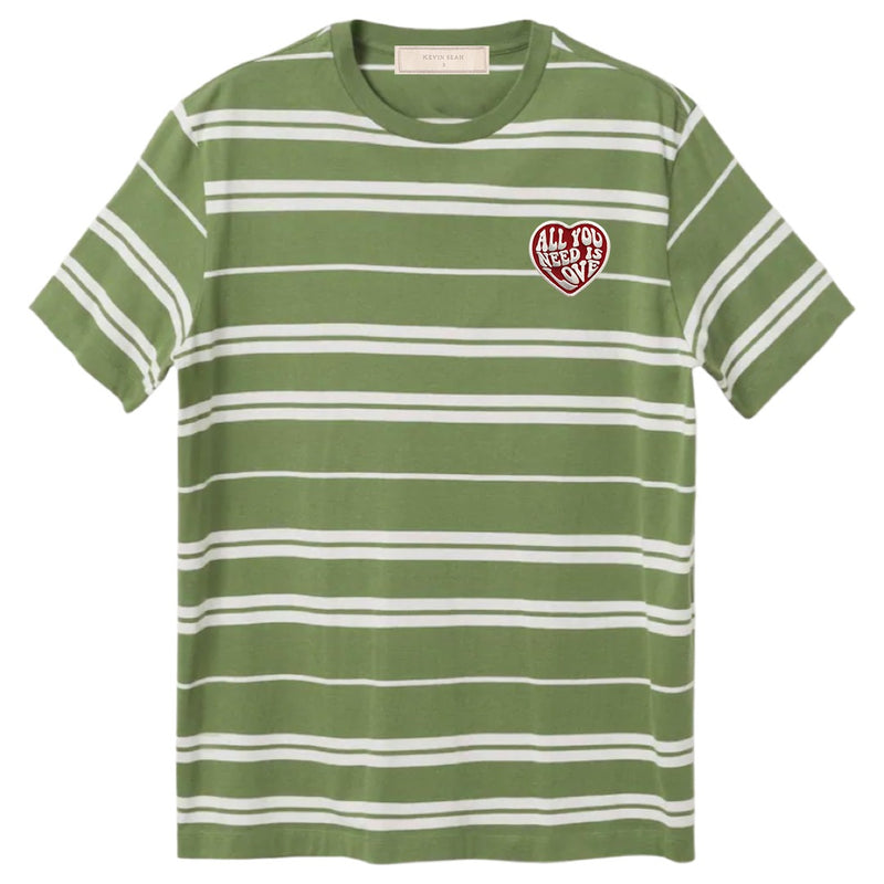 "ALL YOU NEED IS LOVE" STRIPED COTTON T SHIRT - GREEN