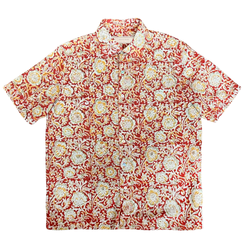 Block Print Short Sleeve Shirt - Red