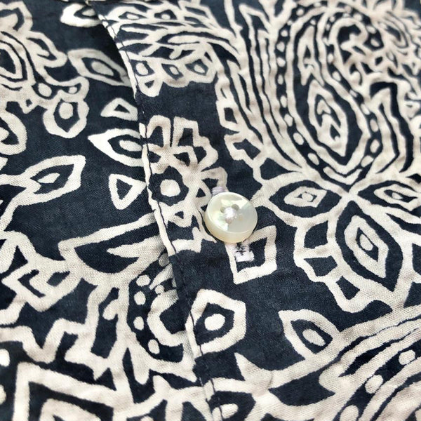 "AKITO" JAPANESE SEERSUCKER Granddad Collar Long Sleeved Shirt (MADE TO ORDER)