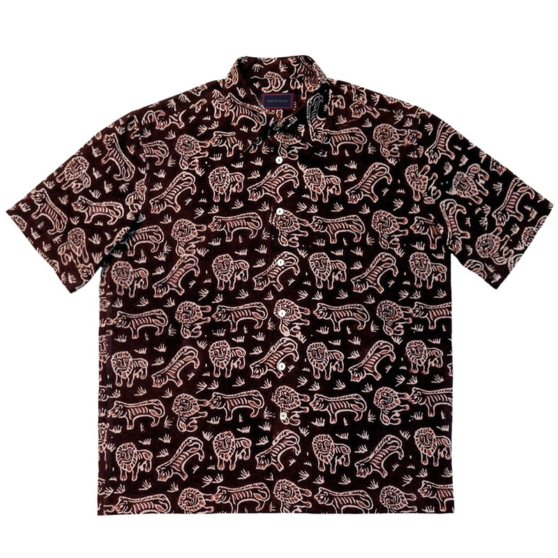 Block Print Short Sleeve Shirt - Tiger & Lion