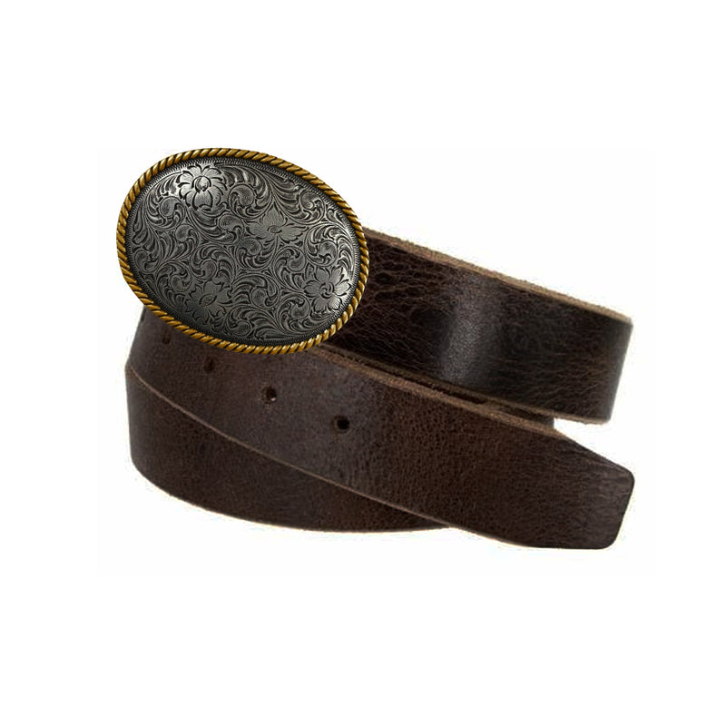 Oval Engraved Floral Design Belt