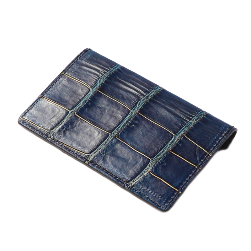 Navy Crocodile Card Case