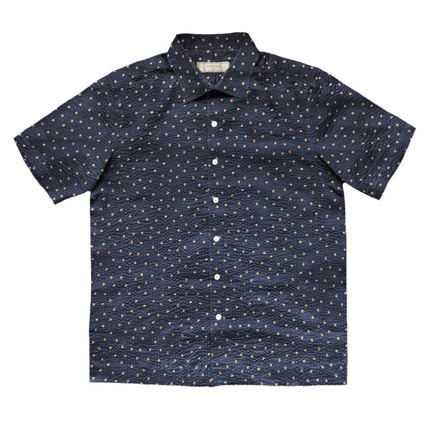 "KENJI II" Japanese Polka Dot Seersucker Short Sleeve Shirt (Made To Order)