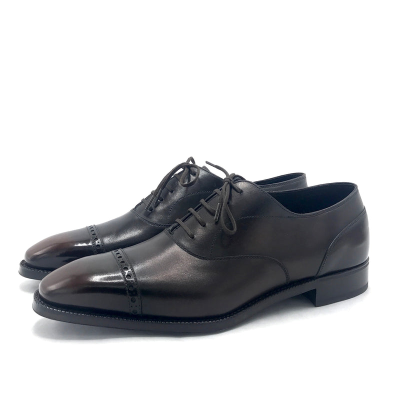 Black and Brown Cap Toe Oxford Shoe