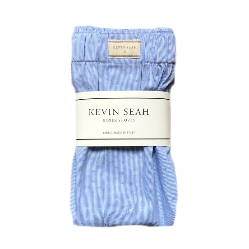 Blue Dobby Cotton Boxer Shorts