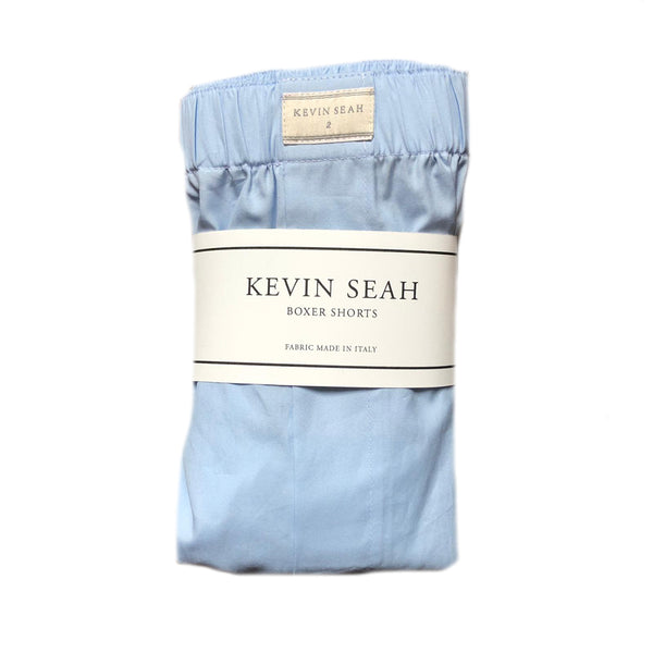 Blue Cotton Poplin Boxer Shorts