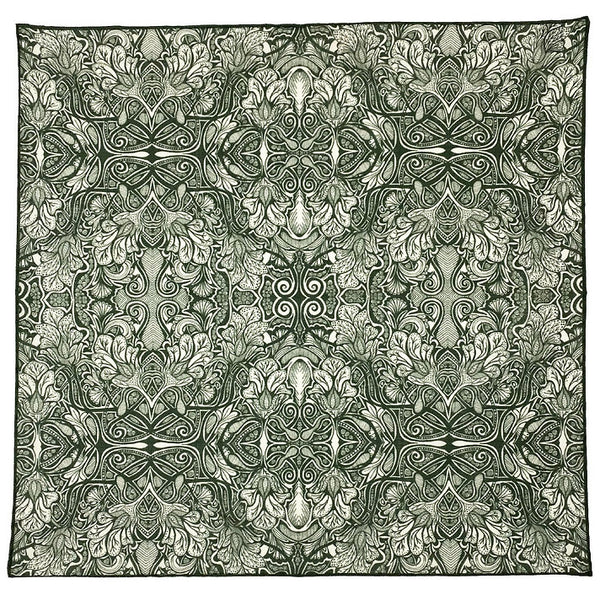 Sage Wool Silk Pocket Square - Iris Bloom
