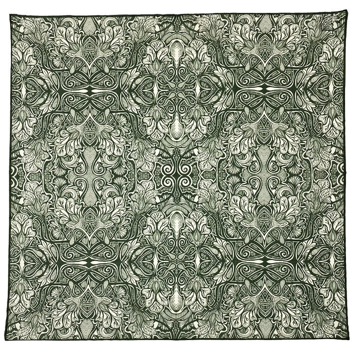 Sage Wool Silk Pocket Square - Iris Bloom