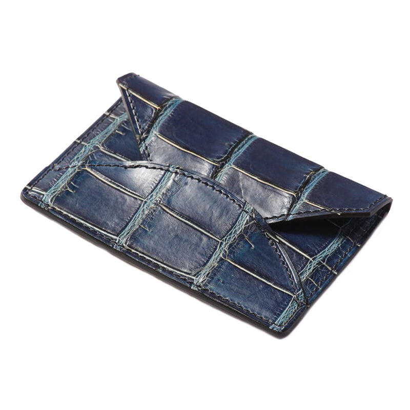 Navy Crocodile Card Case