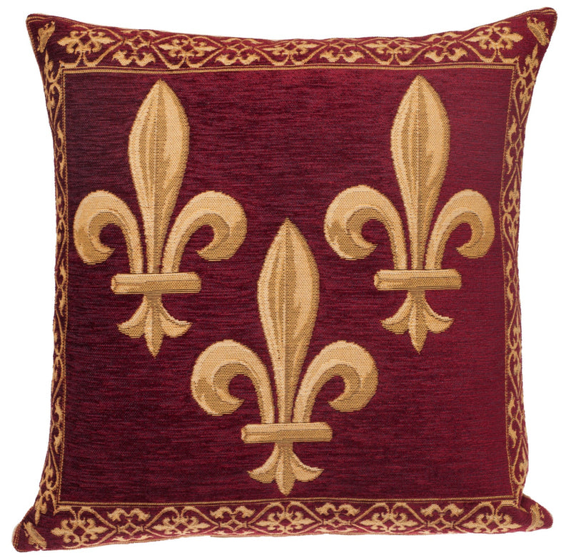 Fleur de Lis Cushion Cover - Bordeaux