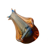 Vintage Blue and Amber Murano Art Glass Vessel