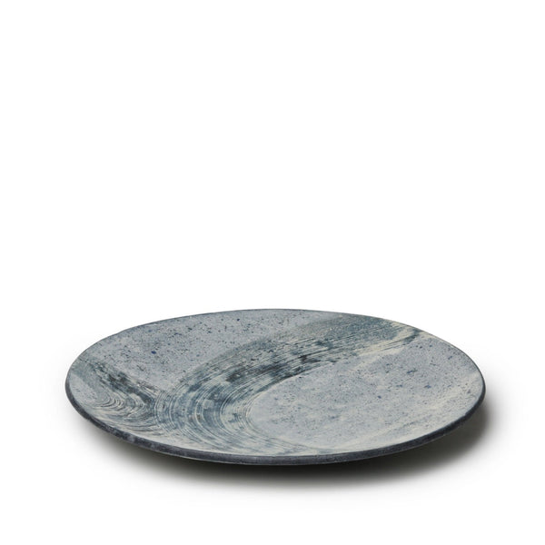 Nobuko Konno Brushed Blue Round Plate (Large)